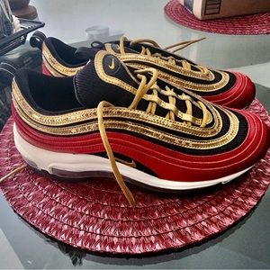 Nike Air Max 97 Red/ Gold with Sequin Trim size 8.5